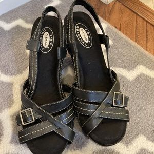 Dr. Scholls Black Wedge Sandals 7